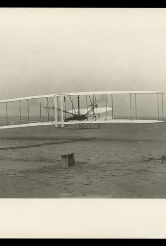 First Flight of Wright Flyer at Kill Devil Hills, North Carolina, December 17, 1903
