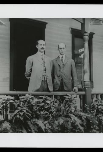 Orville and Wilbur Wright at Their Home in Dayton, Ohio, circa 1910