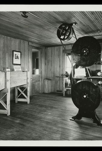 Reproduction of Wright Brothers' Wind Tunnel inside Wright Cycle Shop, Greenfield Village, 1938