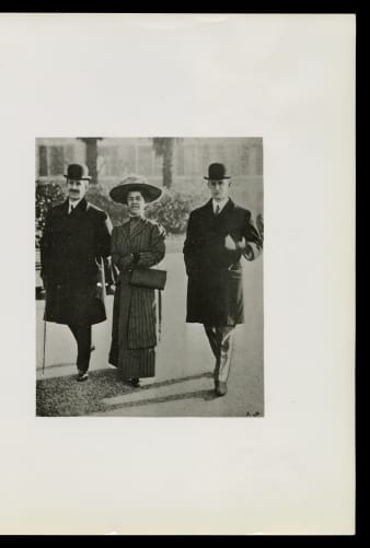 Orville Wright, Katharine Wright and Wilbur Wright in France, 1909