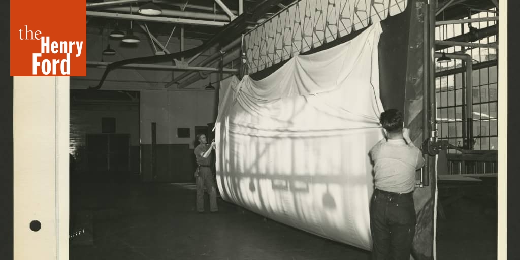Workmen Covering Glider Wing with Fabric, Iron Mountain, Michigan, 1942 The Henry Ford