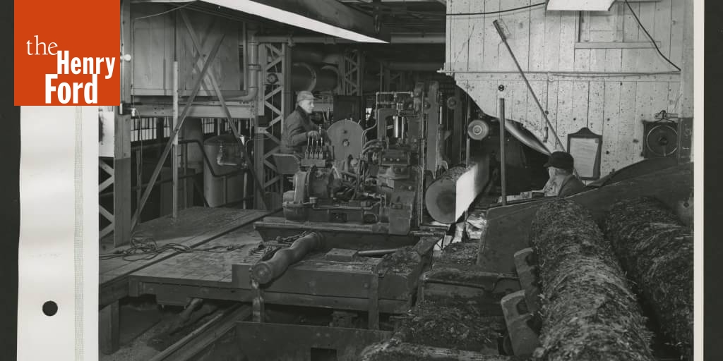 Interior View of Sawmill at Ford Iron Mountain Plant, Iron Mountain