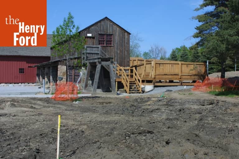 Spofford Sawmill during the Greenfield Village Restoration Project, May