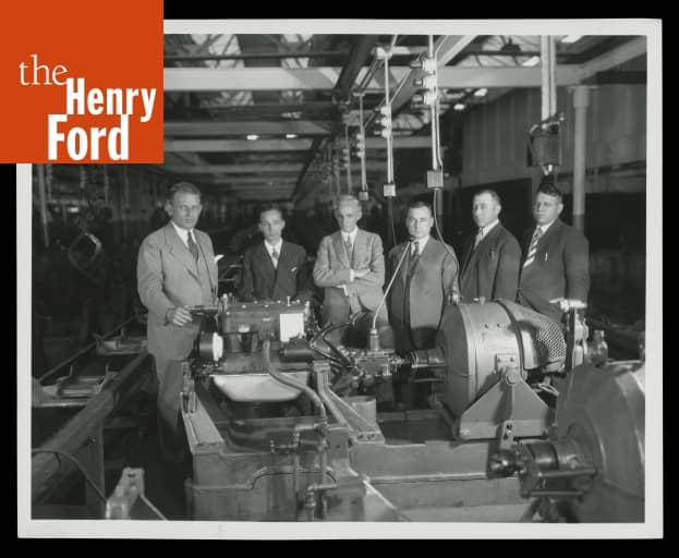 Henry Ford, Edsel Ford, and Ford Motor Company Executives with Model A