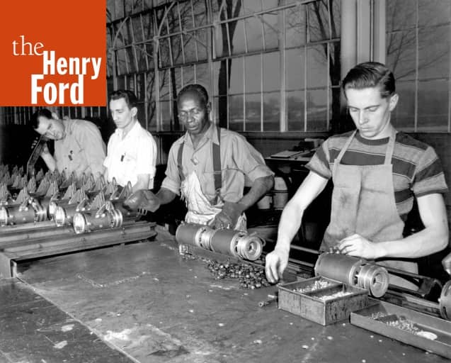 Workers at the Ford Motor Company Plant in Ypsilanti, Michigan, March