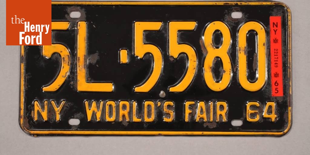 New York World's Fair License Plate, 1964 The Henry Ford