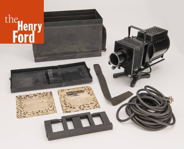 Magic Lantern Glass Slide Photo Keystone Copper Miners Calumet Michigan MI Cars