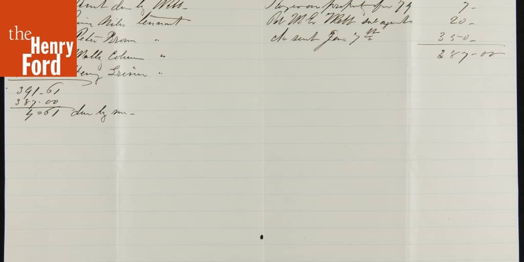 L. Appleton's Account Held at The West Providence Land Company