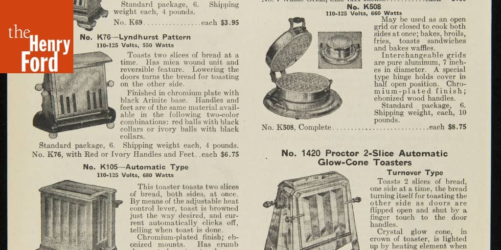 Page from a Graybar Catalog for Household Appliances, circa 1932 The