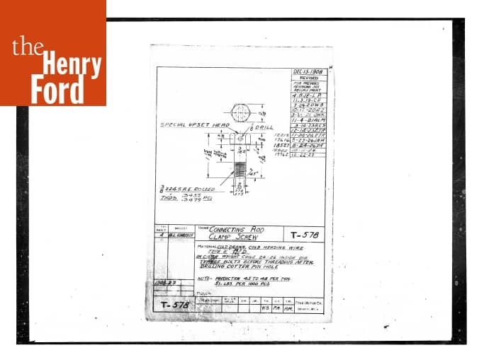 Drawing, "Connecting Rod Clamp Screw," Ford Model T, December 22, 1927