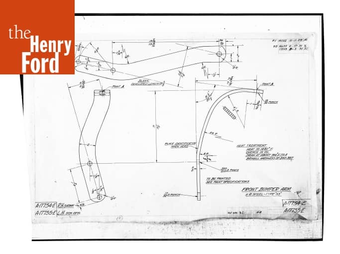 Drawing, "Front Bumper Arm," Ford Model A, September 5, 1930 The