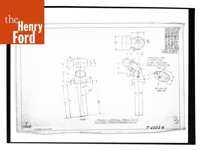 Drawing, "Front Spring Perch (Left)," Size, Ford Model T