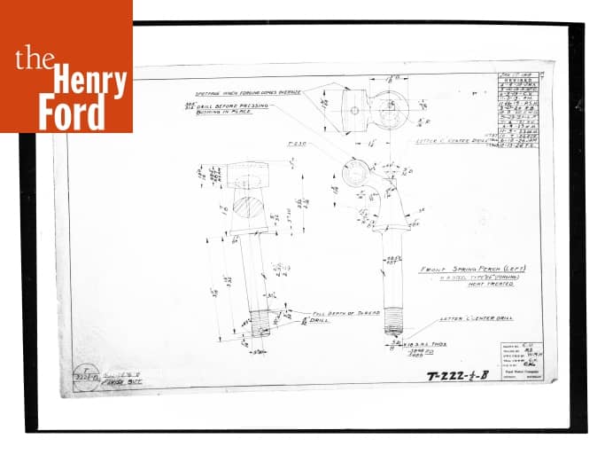 Drawing, "Front Spring Perch (Left)," Finish Size, Ford Model T