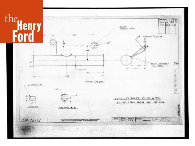 Drawing, "Conduit Spark Plug Wire," Ford GP, February 4, 1941 The