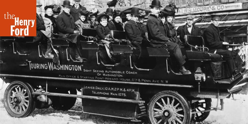 Sightseeing Tourists in an Electric Automobile Coach, Washington, D.C