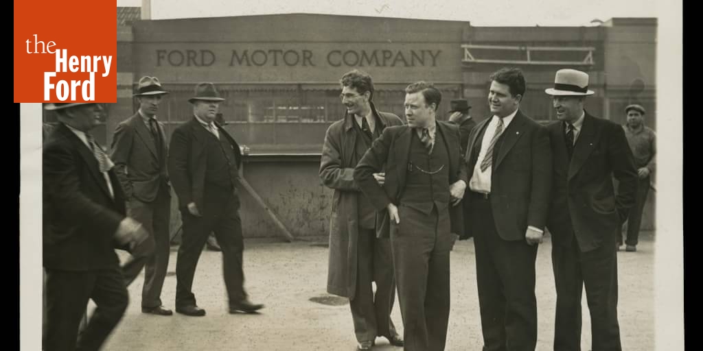 Ford Service Department Men Confront UAW Organizers during the Battle
