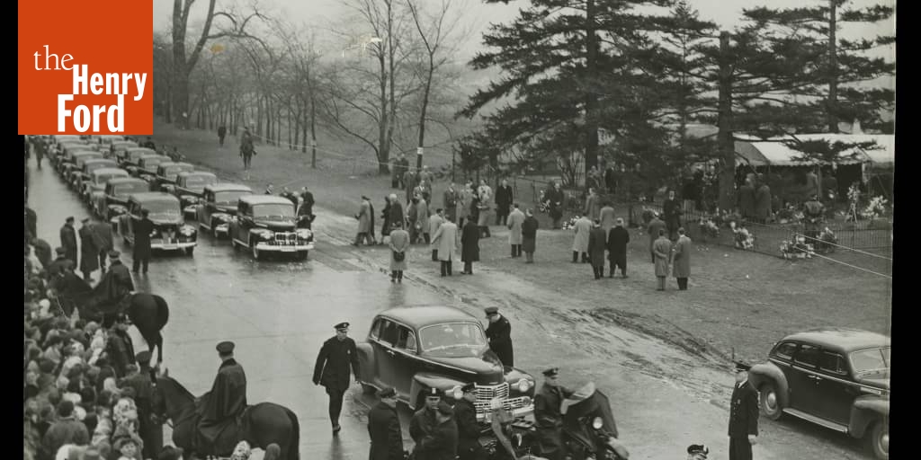 Henry Ford's Funeral Procession Ending at Ford Cemetery, Detroit